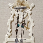 スワロ×FP3面カット・ブルージルコン・ピアス・1点物