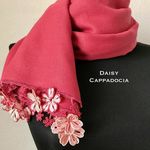 刺繍のお花つき　パシュミナストール　さくら　ローズピンク