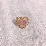 ピンクとパープルの押し花リング
