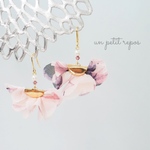 ふわりと華やかに❤︎シフォンタッセルピアス/イヤリング ピンク.ver