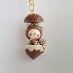 【チョコ・ブラウン】苺ずきんにゃんこ苺キーホルダー 