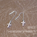 クロスのチェーンピアス(ｼﾙﾊﾞｰ)