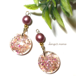 300円☆レジン円(ピンク系)☆チェコパールのピアスのピアス/イヤリング