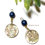 300円☆レジン円(ライトブルー系)☆チェコパールのピアスのピアス/イヤリング