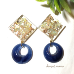 300円☆レジン四角大(ライトブルー系)☆ブルーチャームののピアス/イヤリング