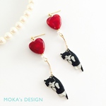 ふわふわ♡風船ねこピアス／イヤリング［黒猫さん］