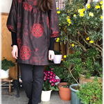 紬着物から薔薇のマカロンブラウスＬ