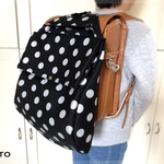  特別カラーSIOCO・Portoシリーズ 薄手コットン生地 ラメグリッター付き〈グレードット×ク ブラック〉 軽量 プレミアム ランドセルバッグパック【体操服袋】入学祝い  レッスンバッグ  