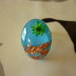 〈ご愛顧感謝価格〉グリーンフラワー ゴールドフォイル リング スカイブルー