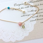 ✨春色✨ピンクオパール＊ペリドット＊ブレスレット☆14kgf