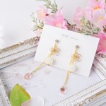 さくらの雫とパールボールのチェーンピアス＆イヤリング