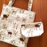 オリジナル猫生地☆猫さんのバックとポーチの2点セット☆難アリ