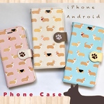 コーギー柄 手帳型 スマホケース iPhone Android