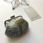 < ラスト1点 >アクセサリー入れに♪tanpopoブルー×sora check miniがま口✨ 
