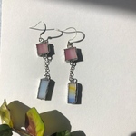ステンドグラスのピアス(つなぐ ピンク)