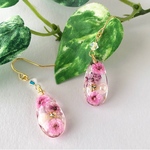 ゆらゆら かすみ草 しずく【ピンクmix】 ピアス／イヤリング