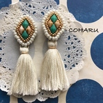 《2way》ひし形ビーズ刺繍とタッセル