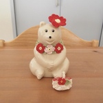 しろくま貯金箱用着せ替え 赤いお花の帽子セット