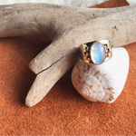 14〜16号【サイズ調整可】《brass》wide stamp ring✴︎rainbow moon❤︎