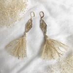 Tea color lace tassel  （イヤリング/ピアス/樹脂ピアス/樹脂ノンホールピアス）