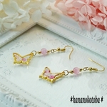 桜🌸と蝶々と天然石 ピアス イヤリング サージカルステンレスピアス