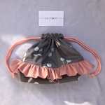 受注製作❁さくらんぼ柄フリルお弁当袋 GRY×PK