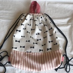 ormo様オーダー品ピンクしましま×リボン柄ナップサック☆巾着★リュックサック