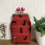 🐈猫ちゃんと音符♬柄のがま口財布👛（タバコケース用がま口財布)