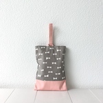 SALE1560円→1280円 28×20.5 Gray ribbon×light pink＊シューズバッグ