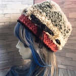 ★ペルシャ girly な 2way ベレー帽 ニット帽 ★ アンティークレース と ふわふわサラサラ ペルシャファー