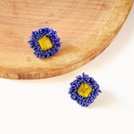 iro ohana blue ビーズ刺繍 青 ブルー 紫 パープル フラワー 金属アレルギー対応