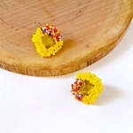  iro ohana yellowビーズ刺繍 イエロー 黄色フラワー 金属アレルギー対応