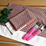 【pinmami様ご注文品】茶色のドット☆カトラリーケース＆ランチョンマットSサイズ