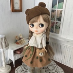 羊毛フェルトのがま口風くまちゃんポシェット (クリーム)