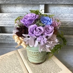 ＊母の日ギフトにおすすめ＊プルローズとブルーローズを合わせたアレンジ♡　フラワーギフト 母の日　送別祝い　退職祝い　お誕生日お祝い　敬老の日　　ギフト・贈り物にも！フレンチスタイルアレンジ