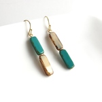レクタングル×2ピアス ターコイズ/象牙