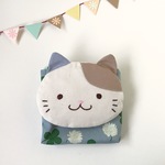 ふんわり☆ねこさん　移動ポケット　クローバーさん　水色