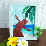 ハワイアンキルト《Hula on the Beach🌴》フレーム入り  