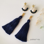 2wayタッセルピアス/ネイビー