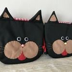 巾着にも♪くろねこさんの赤ちゃんリュック2種