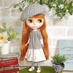 No.1496   花柄ワンピとグレートップスの重ね着セット