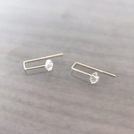 【14KGF】NY産ハーキマーダイヤモンドのワイヤーピアス