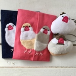 shamoji様オーダー作品『じーっと白文鳥のポケットティッシュケース・クリーム＆シルバー文鳥のポケットティッシュケース・もちっこ白文鳥のストラップ・もちっこシナモン文鳥のストラップ４点セット』