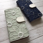   手帳型 可憐なフラワー刺繍レース iPhoneケース