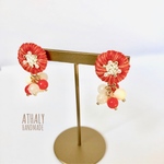  刺繍ピアス　ramillete＊coral mix 