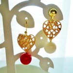 再々販サンゴ・レッド＆ホワイト♡イヤリング＆ピアス２