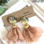 No.294  再販  ふわふわリボンのお花ピアス