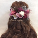 pink cassis red tulle ribbon ヘッドドレス