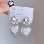 ビジュー×パール シルバーハートピアス