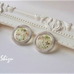 送料無料＊Newナチュラル押し花ピアス/イヤリング　グレー
